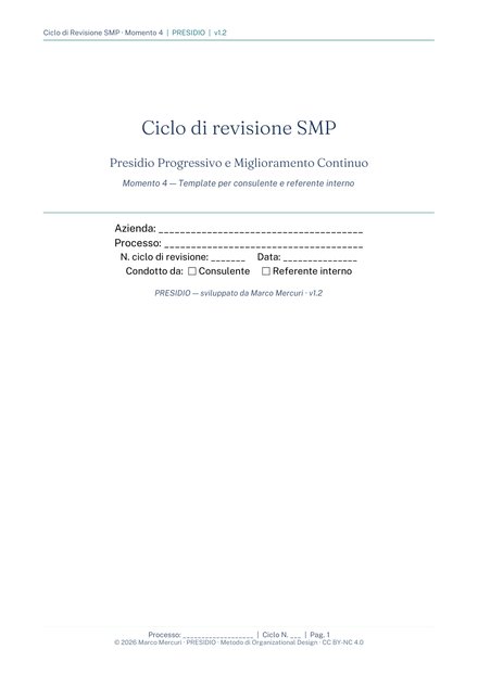 Ciclo di revisione della scheda, pagina di esempio 1