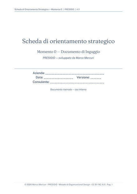 Scheda di Orientamento Strategico, pagina di esempio 1
